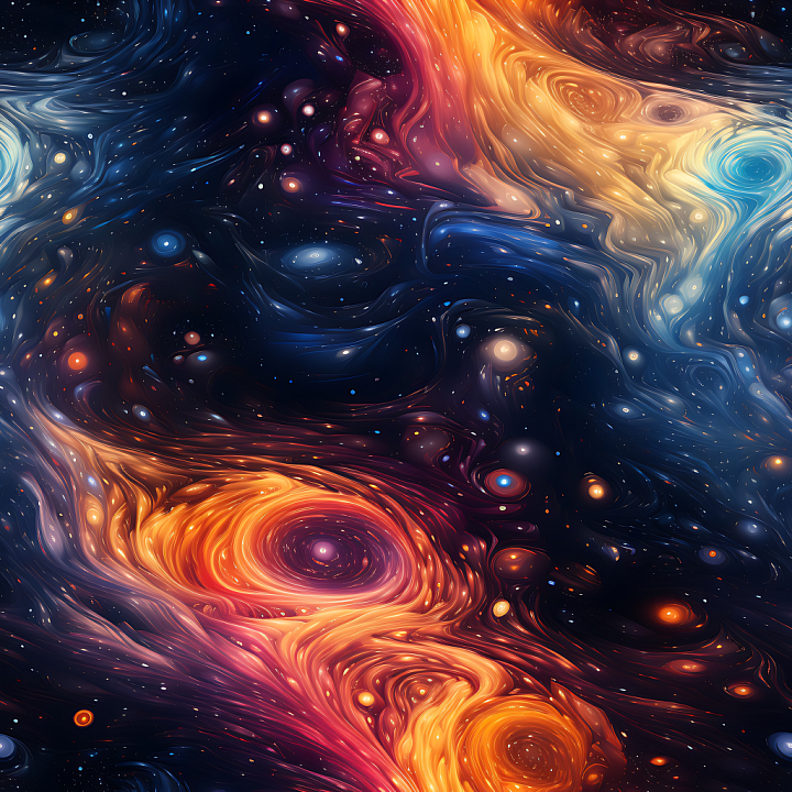 Galactic Nebula with Flowing Cosmic Clouds and Starfields seamless PBR texture preview