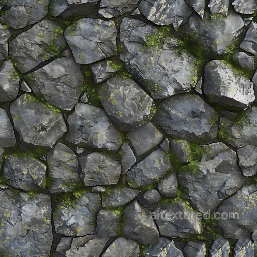 Weathered Stone Wall PBR Texture with Realistic Moss and Cracks seamless Stone PBR texture