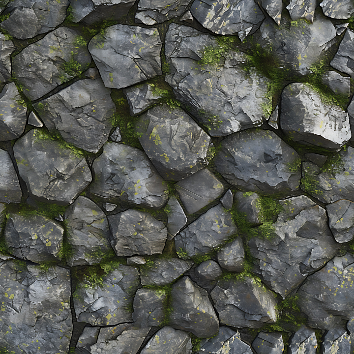 Weathered Stone Wall with Realistic Moss and Cracks seamless PBR texture preview