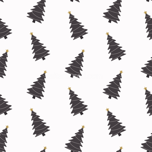 Seamless 3D PBR Texture of Stylized Dark Christmas Trees on White Background