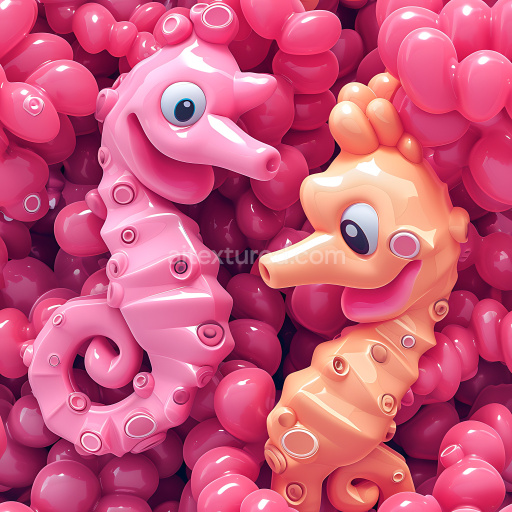 Seamless 3D Inflated PBR Texture of Glossy Inflated Vinyl Panels in Pink Shades