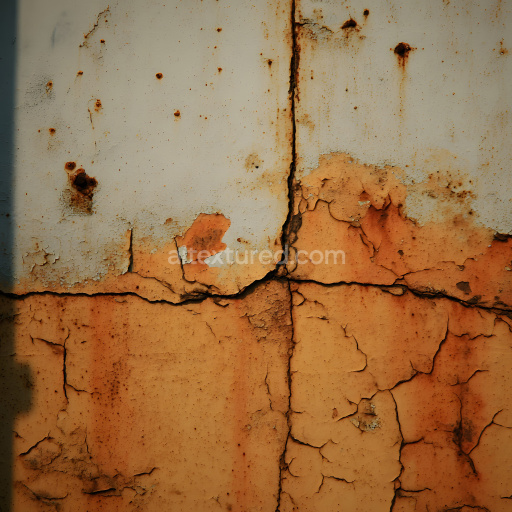 Seamless 3D Rusted Metal PBR Texture with Cracks, Peeling Paint, and Corrosion
