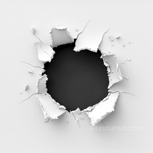 Broken White Plaster Hole PBR Texture with Cracks and Debris seamless Cracked & Holes PBR texture