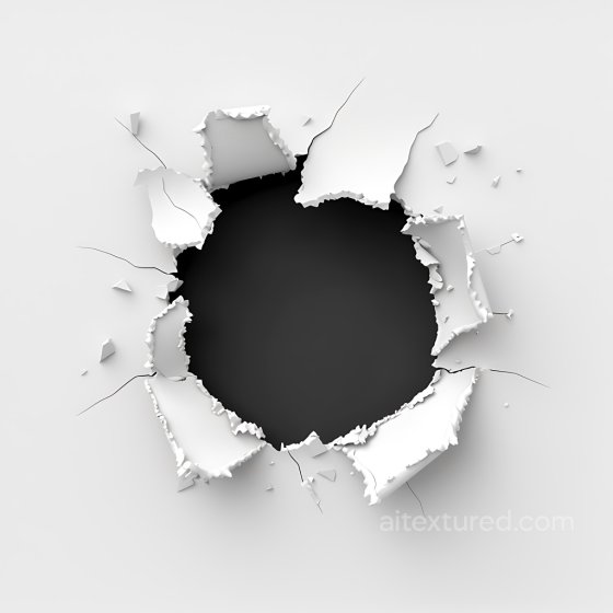 Broken White Plaster Hole PBR Texture with Cracks and Debris Cracked & Holes texture preview