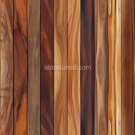 Seamless 3D PBR Texture of Natural Wood Planks with Varied Warm Grain