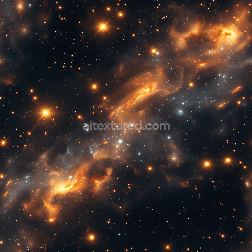 Seamless 3D Space PBR Texture Featuring Glowing Nebula and Dense Starfield