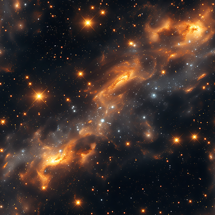 Space Featuring Glowing Nebula and Dense Starfield seamless PBR texture preview