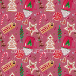seamless Seamless 3D PBR Watercolor Christmas Digital Paper Texture with Festive Cookies and Ornaments texture 8k free download PBR