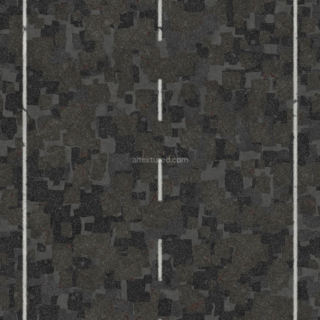 Seamless PBR road texture with realistic asphalt appearance