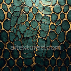 seamless Seamless 3D reptilian skin PBR texture with green scales and gold fissures texture 8k free download PBR