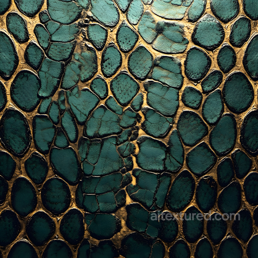 reptilian skin PBR texture with green scales and gold fissures seamless Skin PBR texture