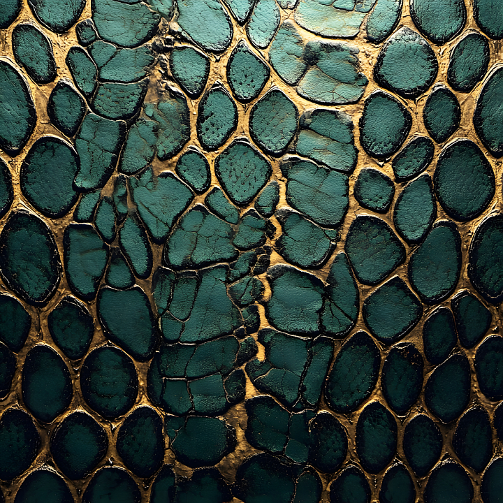 Reptilian Skin With Green Scales And Gold Fissures seamless PBR texture preview
