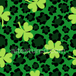 seamless Seamless 3D PBR Texture with Stylized Green Shamrocks and Abstract Spots texture 8k free download PBR