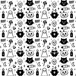 seamless Seamless 3D PBR Halloween Cartoon Pattern Texture in Black & White texture 8k free download PBR