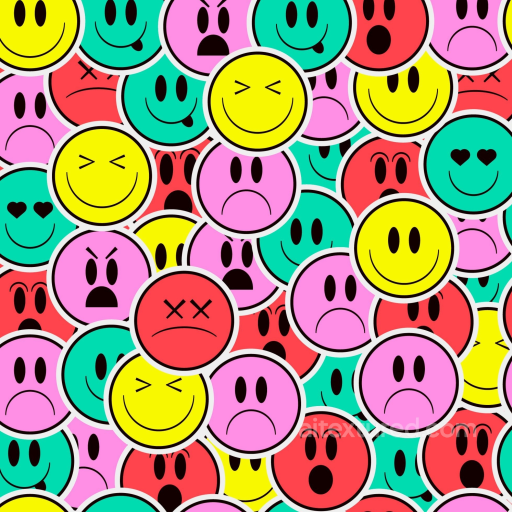 Colorful Happy Face Pattern Seamless Texture with Multiple Emotions seamless Happy Face pattern PBR texture