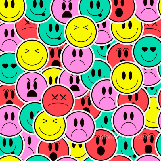 Colorful Happy Face Pattern Seamless Texture with Multiple Emotions Happy Face pattern texture preview