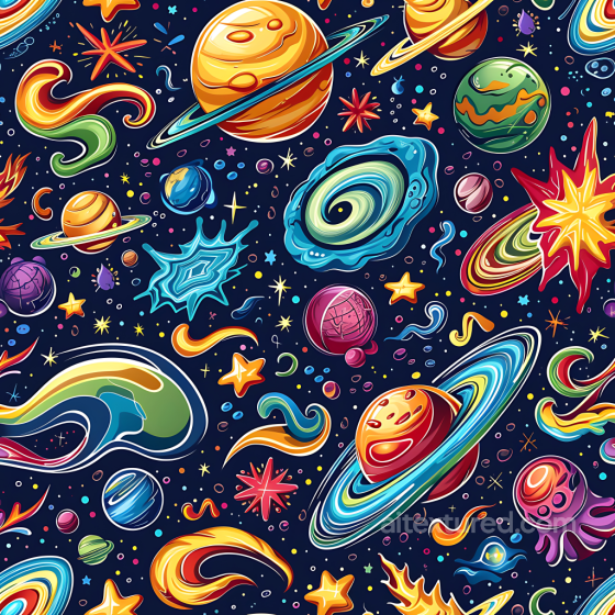 Space Texture with Vibrant Cartoon Planets and Cosmic Elements Star, space, planets texture preview