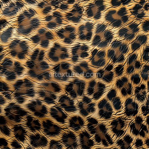 Seamless 3D PBR Leopard Print Crinkled Leather Texture with Glossy Finish