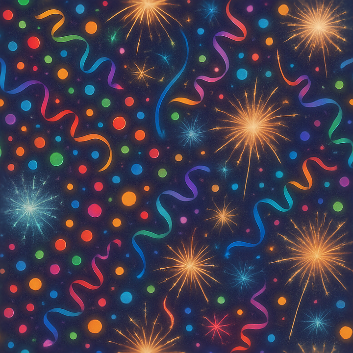 Confetti Dots Colorful Streamers Festive Sparkle seamless PBR texture preview
