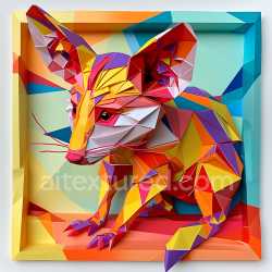 seamless Seamless 3D PBR Texture of Origami Bandicoot with Vibrant Geometric Color Blocks texture 8k free download PBR