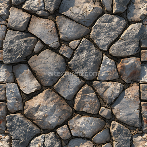Seamless 3D PBR Texture of Weathered Rocky Ground with Earthy Tones and Cracks