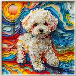 seamless Seamless 3D PBR Texture Featuring Curly White Bichon Frise Style Fur with Colorful Abstract Background texture 8k free download PBR