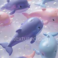 seamless Seamless 3D Inflated PBR Texture of Glossy Colorful Inflated Whale Toys texture 8k free download PBR