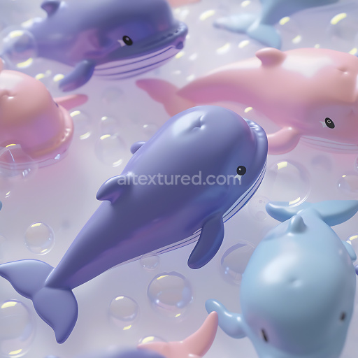 Seamless 3D Inflated PBR Texture of Glossy Colorful Inflated Whale Toys