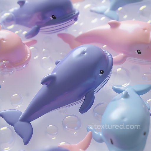Inflated PBR Texture of Glossy Colorful Inflated Whale Toys seamless Inflated PBR texture