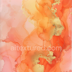 seamless Seamless 3D Alcohol Ink PBR Texture with Vibrant Orange Coral and Gold Veins texture 8k free download PBR