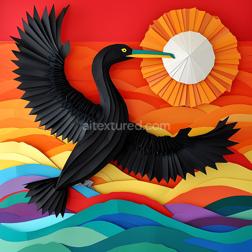 Seamless 3D PBR Texture of Stylized Black Cormorant Feather Pattern