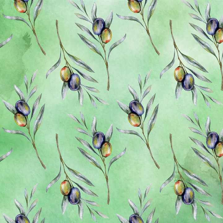 Watercolor Greenery of Watercolor Olive Branches on Soft Green Backgrou… seamless PBR texture preview