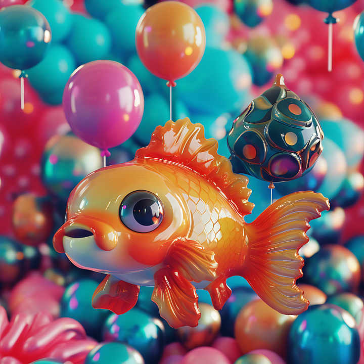 Inflated Glossy Plastic Balloon in Vibrant Colors seamless PBR texture preview