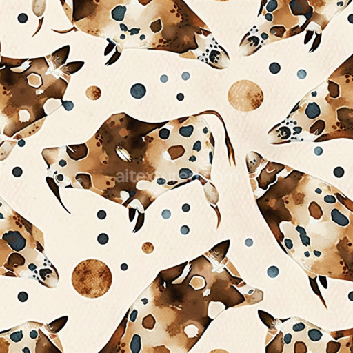 Seamless 3D PBR Painted Fabric Texture Featuring Stylized Leopard Print Pattern in Earth Tones