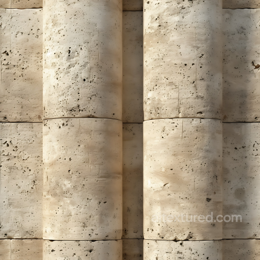 Weathered Limestone Column PBR Texture with Natural Pitting and Soft Beige Tones seamless Stone PBR texture