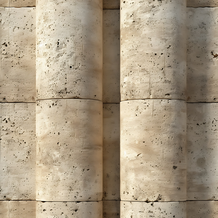Weathered Limestone Column with Natural Pitting and Soft Beige Tones seamless PBR texture preview