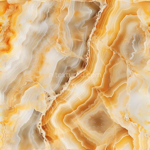 Seamless 3D PBR Honey Onyx Marble Texture with Warm Amber Veins