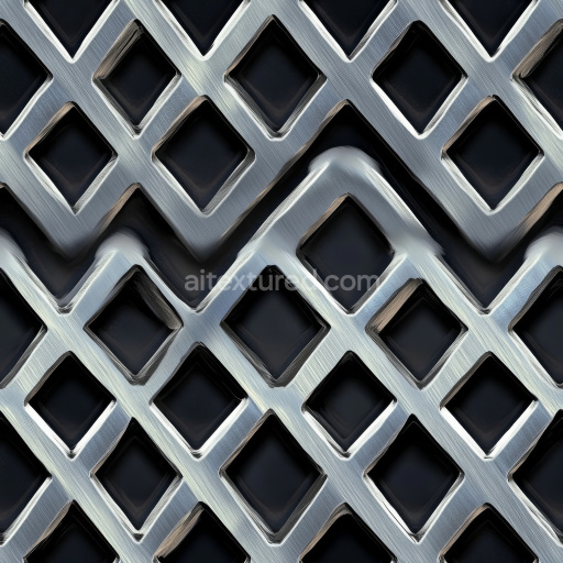 Seamless 3D Brushed Steel Metal Panel PBR Texture with Diamond Cutouts