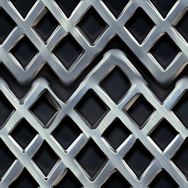 Brushed Steel Metal Panel with Diamond Cutouts seamless PBR texture preview