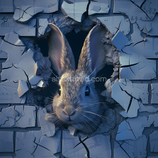 Seamless 3D Cracked and Holes PBR Texture of Blue Plaster with Jagged Chipped Edges