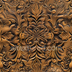 seamless Seamless 3D PBR Leather Texture with Ornate Embossed Floral Pattern in Rich Brown texture 8k free download PBR