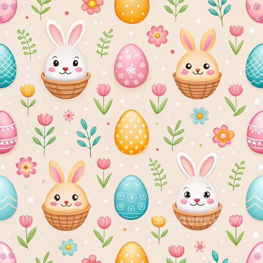 Easter Bunny and Decorative Egg Digital Paper Texture seamless All Easter Digital paper PBR texture
