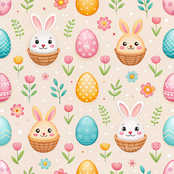 Easter Bunny and Decorative Egg Digital Paper Texture All Easter Digital paper texture preview