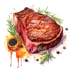 seamless Breakfast Ribeye Beef Steak Graphic with Rosemary and Spices Illustration texture 8k free download PBR