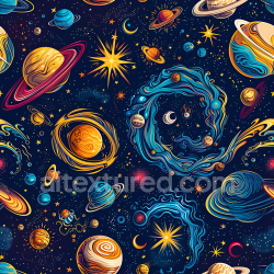 seamless Seamless 3D PBR Texture of Stylized Cosmic Galaxy with Planets and Nebulae texture 8k free download PBR
