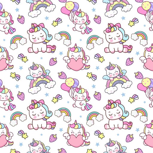 Pattern PBR Texture Featuring Cute Cartoon Unicorns and Rainbows in Pastel Colors seamless Pattern Bundle PBR texture