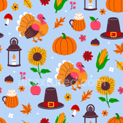 seamless Seamless 3D PBR Thanksgiving-Themed Pattern Texture with Turkeys, Pumpkins, and Seasonal Elements texture 8k free download PBR