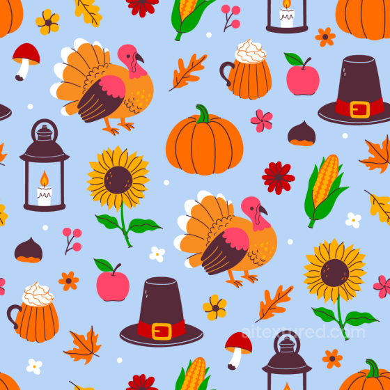 Thanksgiving-Themed Pattern Texture with Turkeys, Pumpkins, and Seasonal Elements Thanksgiving texture preview