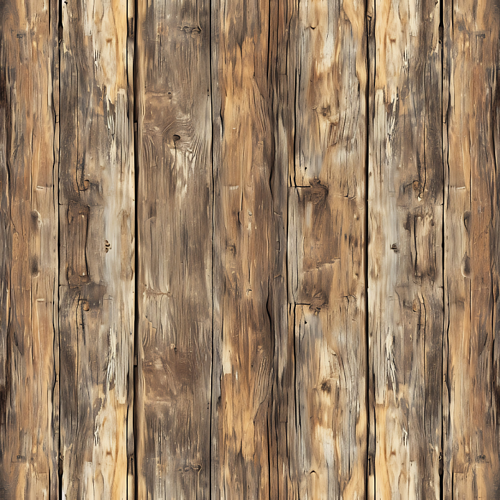 Weathered Rustic Wood Planks with Detailed Grain and Knots seamless PBR texture preview