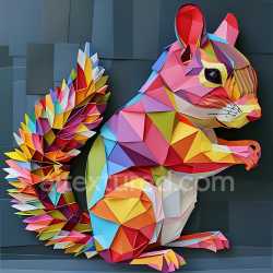 seamless Seamless 3D PBR Texture of Vibrant Origami Chipmunk with Geometric Color Blocks texture 8k free download PBR